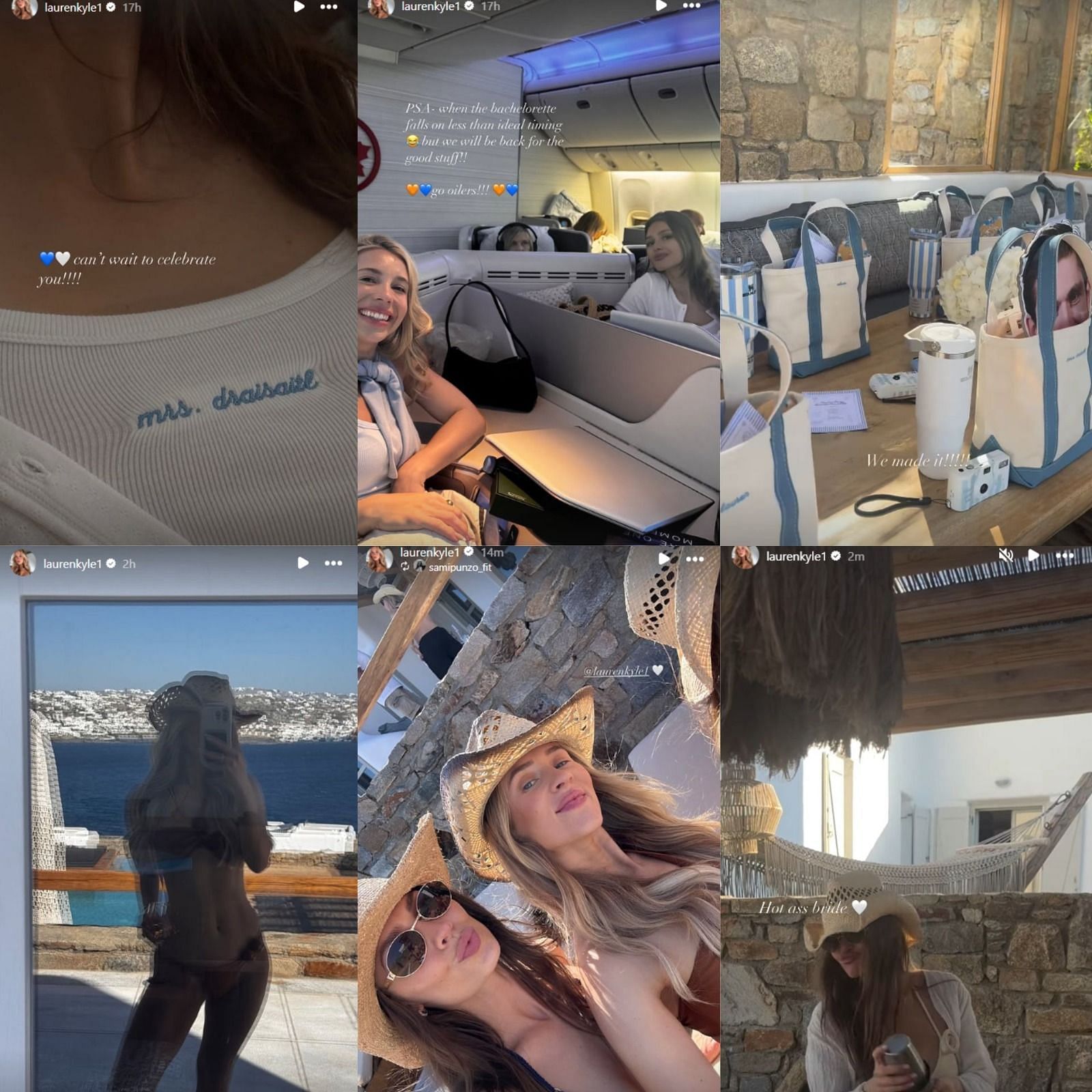 Lauren Kyle posted updates from her trip to Greece for Celeste Desjardins' bachlorette party. (Credits: IG/ @laurenkyle1)